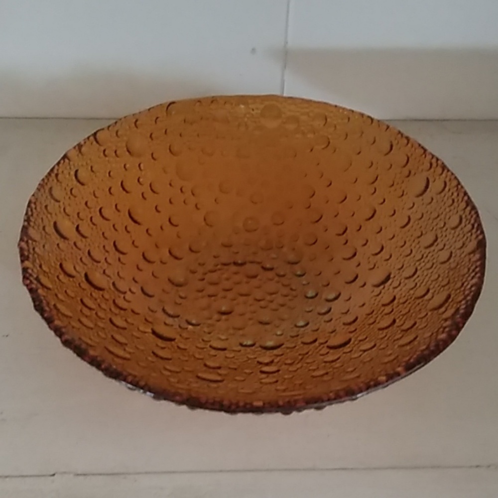 Vintage Depression gold color bubble glass bowl
